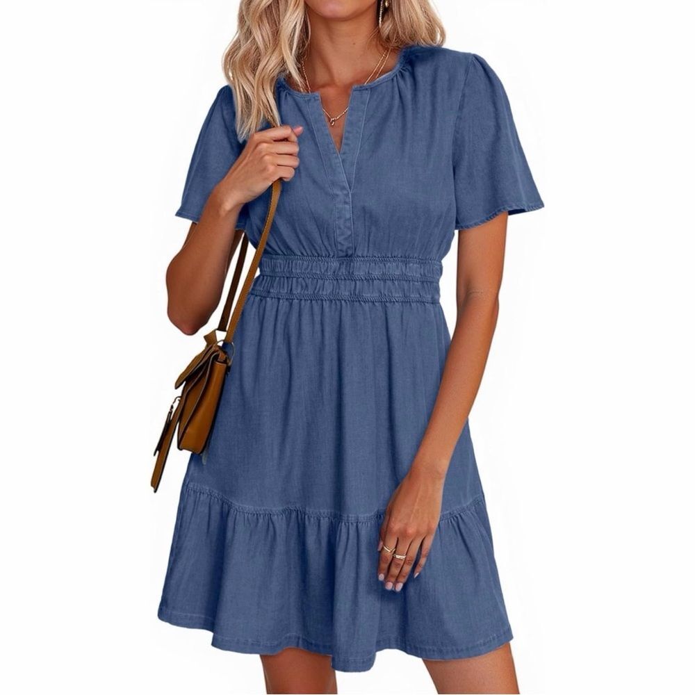 NWT Simplee Women’s Short Sleeve Chambray Dress | Size Large